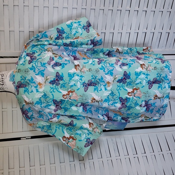 Disney fairies new blue short sleeves woman scrub top size M - Picture 3 of 6